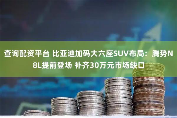 查询配资平台 比亚迪加码大六座SUV布局：腾势N8L提前登场 补齐30万元市场缺口